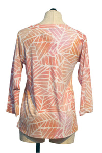 Nally & Millie Women's Geometric Print Top in pink white - women's blouse - alternate view