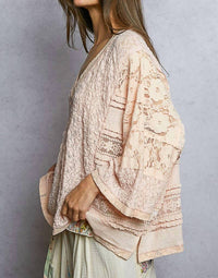 Pol - Romantic Lightweight V Neck Airy Lace Top