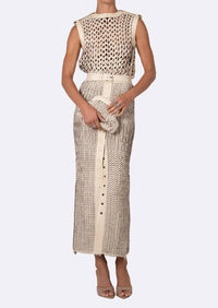 Nonchalant Label Torin Sleeveless Open Knit Top in crema - women's blouse