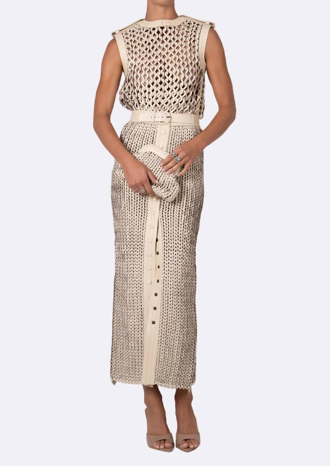 Nonchalant Label Torin Sleeveless Open Knit Top in crema - women's blouse
