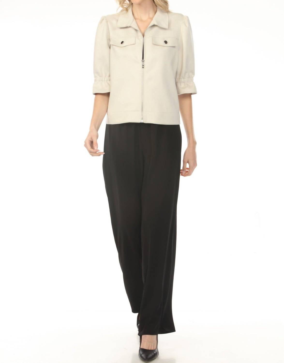 Joseph Ribkoff - Zip Front Puff Sleeve Jacket