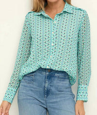 Nic + Zoe - Geo Steps Chiffon Shirt