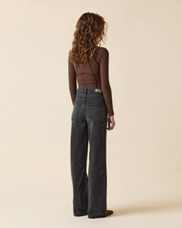Le Jean Cinch Waist Shadow Jeans in grey - women's jeans - alternate view