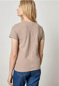 Lilla P Short Sleeve Backseam Crewneck Tee in driftwood - women's t-shirt - detail view