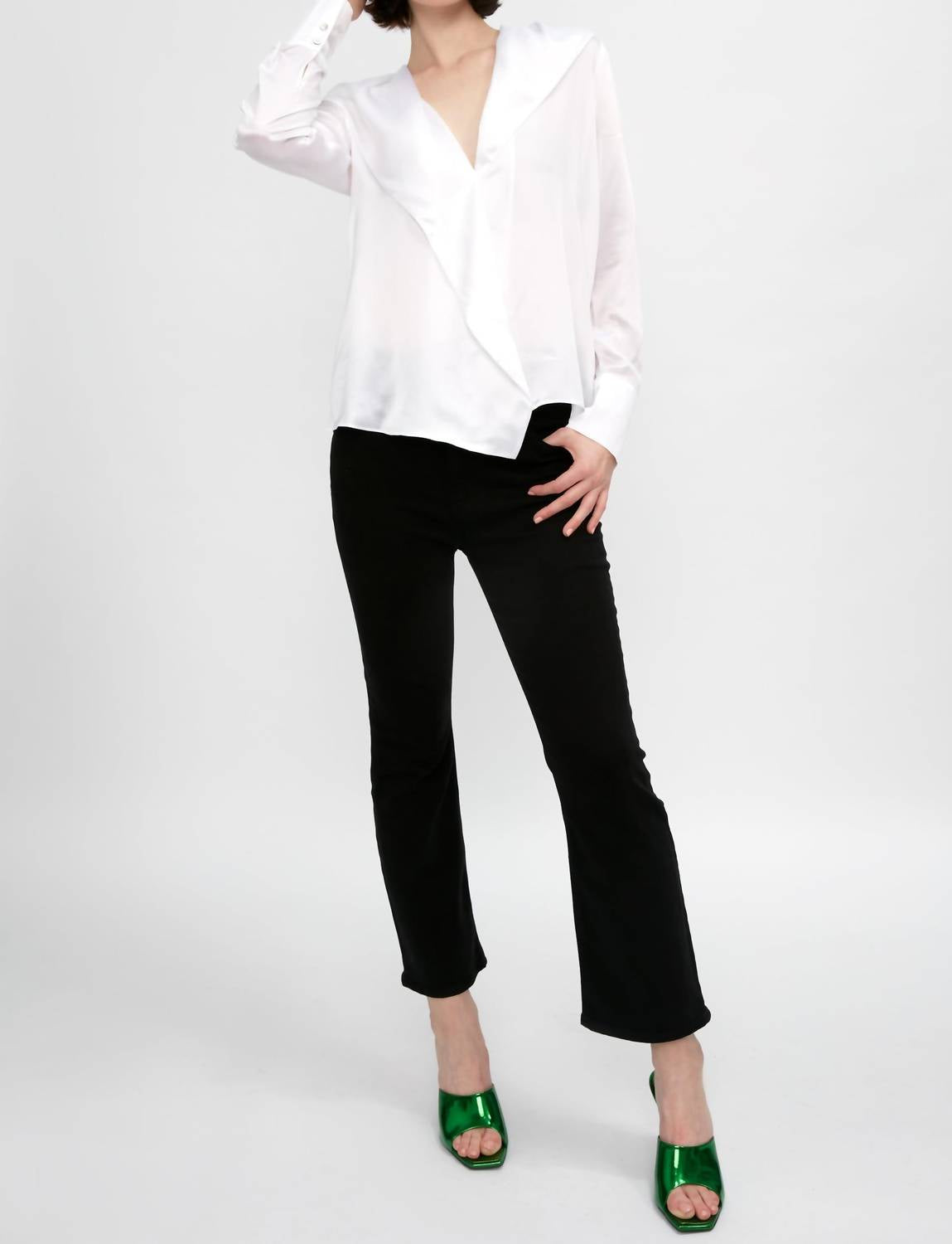 L'Agence - Jaslynn Silk Open Collar Blouse
