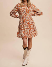 Listicle - Leaf Print Button-front Mini Dress