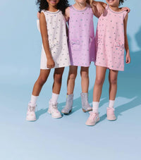 Lola + The Boys - Crystal Heart Denim Bow Dress