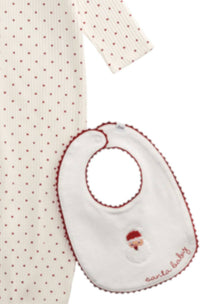mudpie Kids Dot Santa Gown Bib Set in white - item - detail view