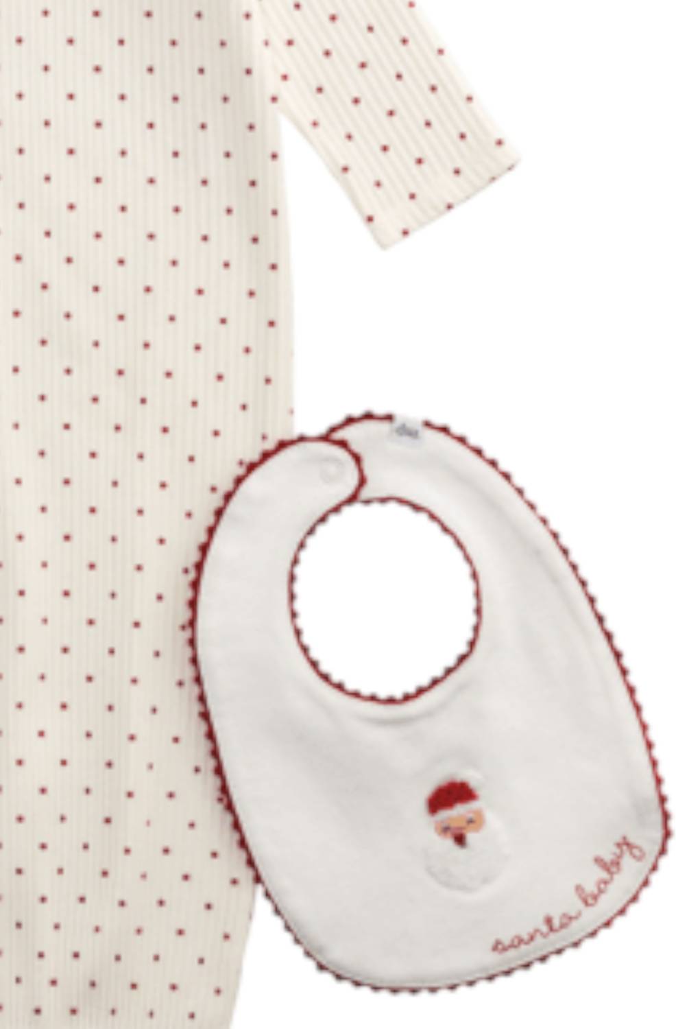 mudpie Kids Dot Santa Gown Bib Set in white - item - detail view