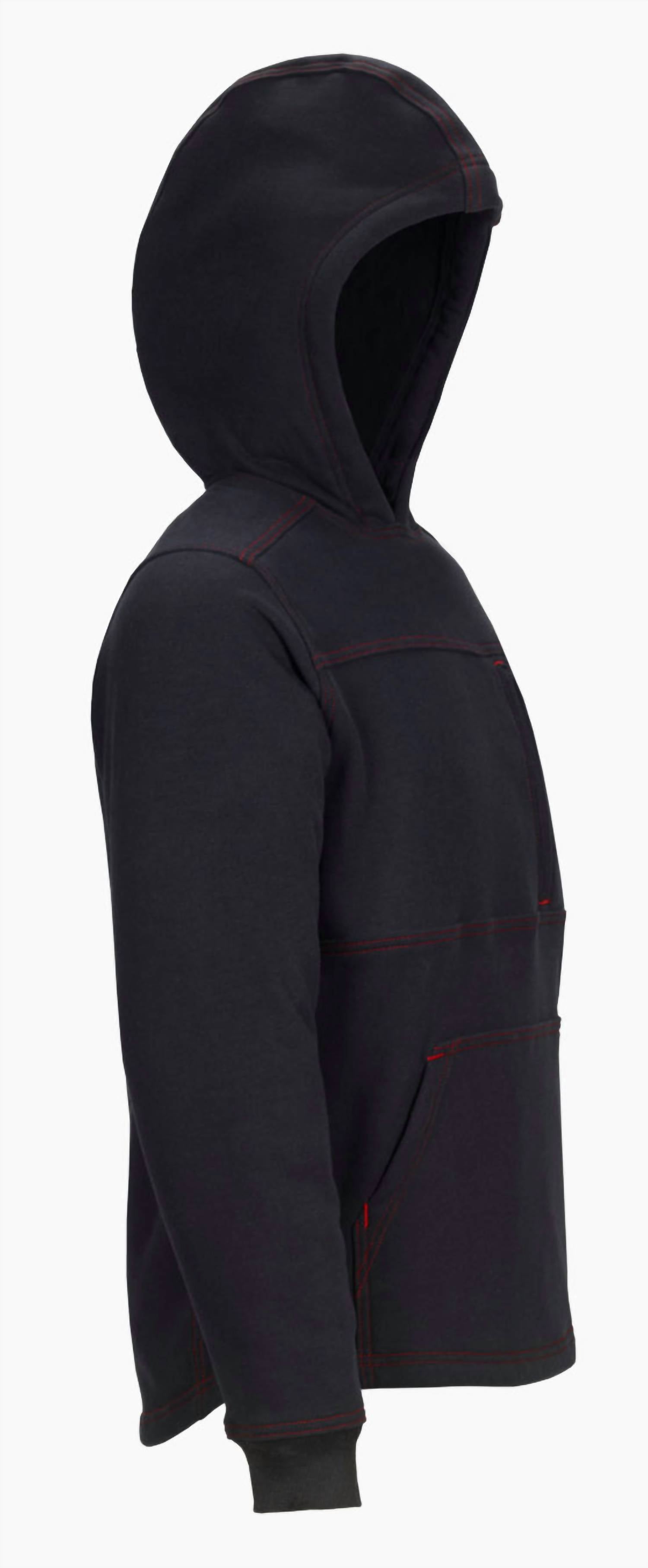 Lakeland Men's High Performance Fire Resistant Pullover Hoodie in black - men's shirt - detail view