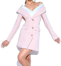Miss Circle - Off Shoulder Crepe Blazer Dress