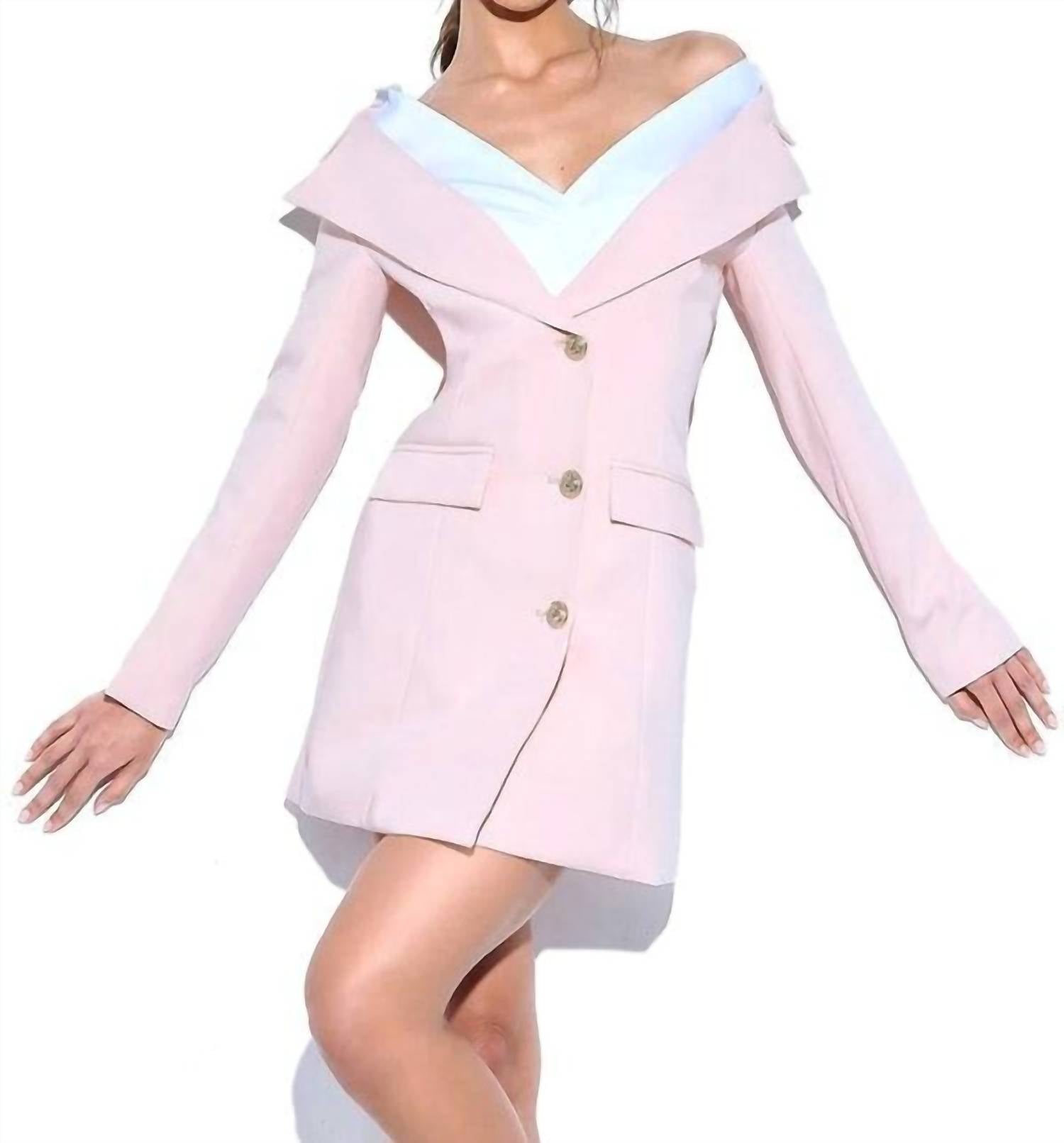 Miss Circle - Off Shoulder Crepe Blazer Dress