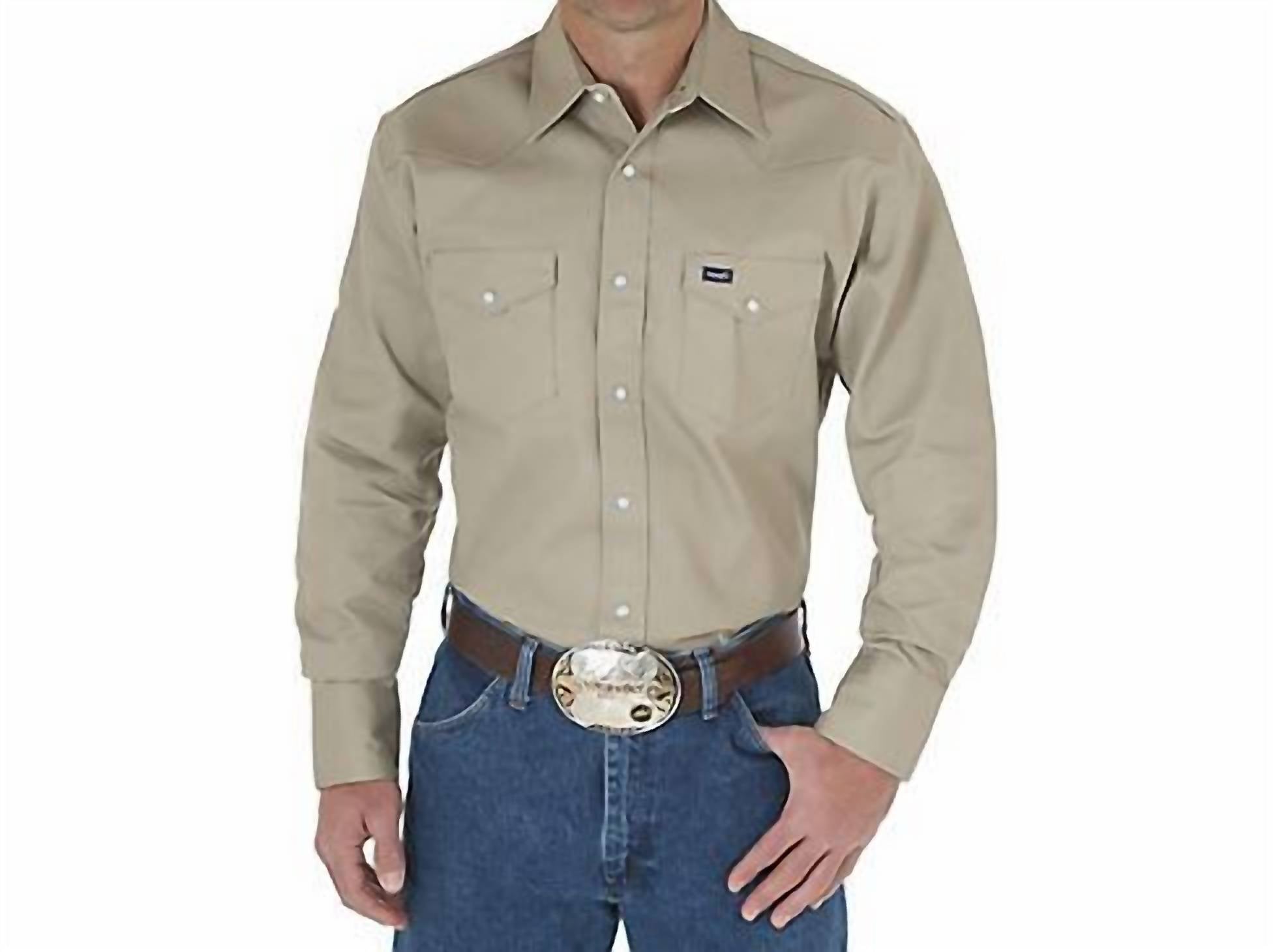 Wrangler Cowboy Cut Work Shirt in khaki - men's long sleeve top