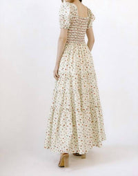 Storia - Mable Cotton Floral Smocked Tiered Boho Prarie Maxi Dress
