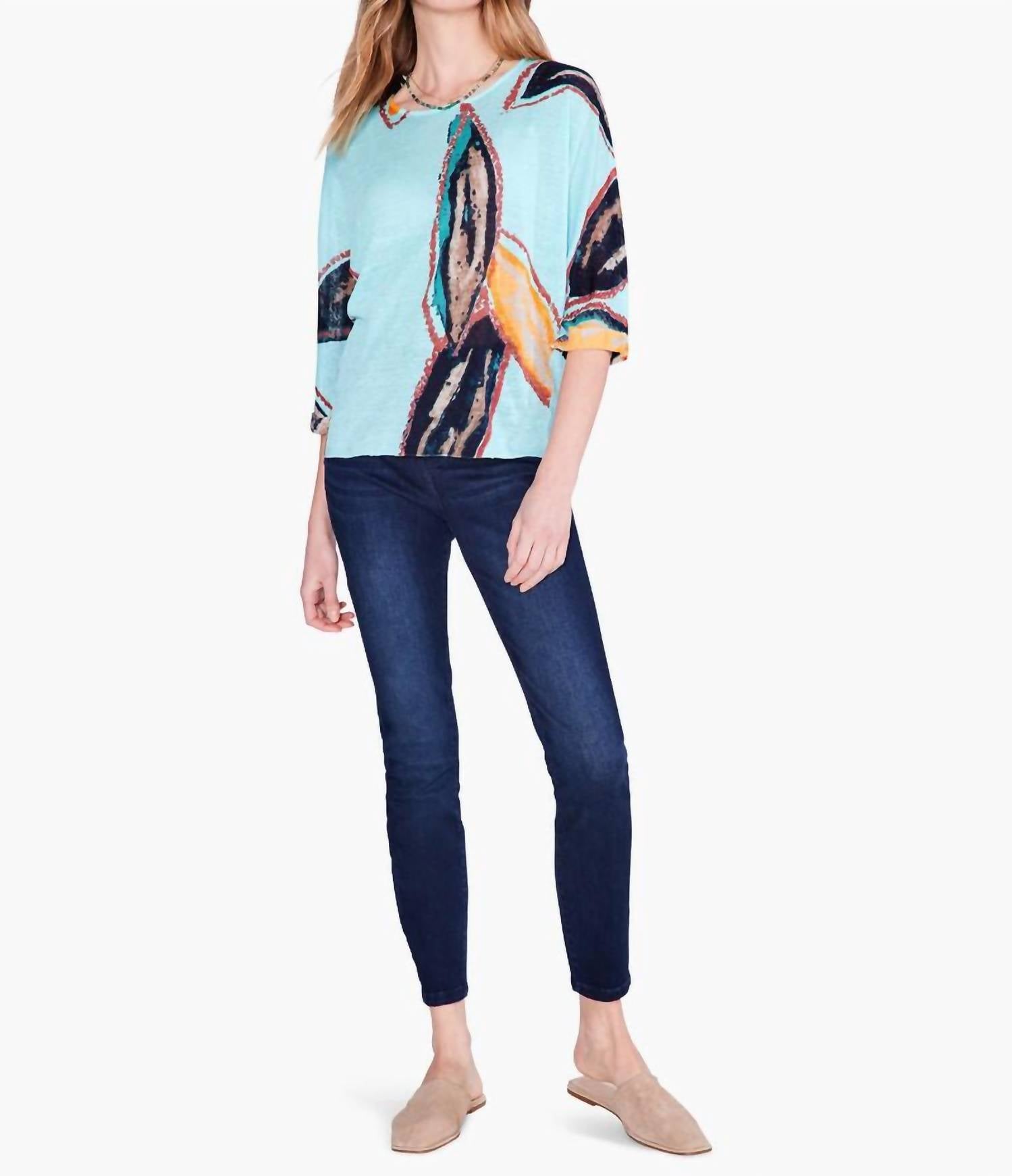 Nic + Zoe Giana Grove Sweater in aqua multi - women's sweater