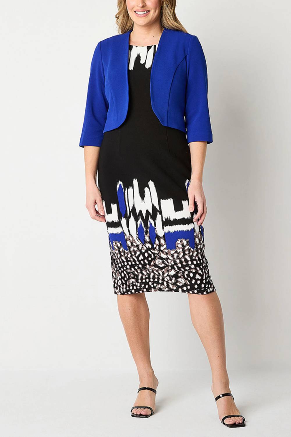 Maya Brooke - Abstract Print Cropped Jacket Dress
