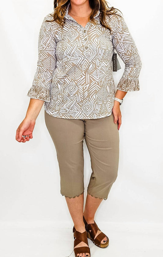 Multiples - Collared Three Quarter Sleeve Top