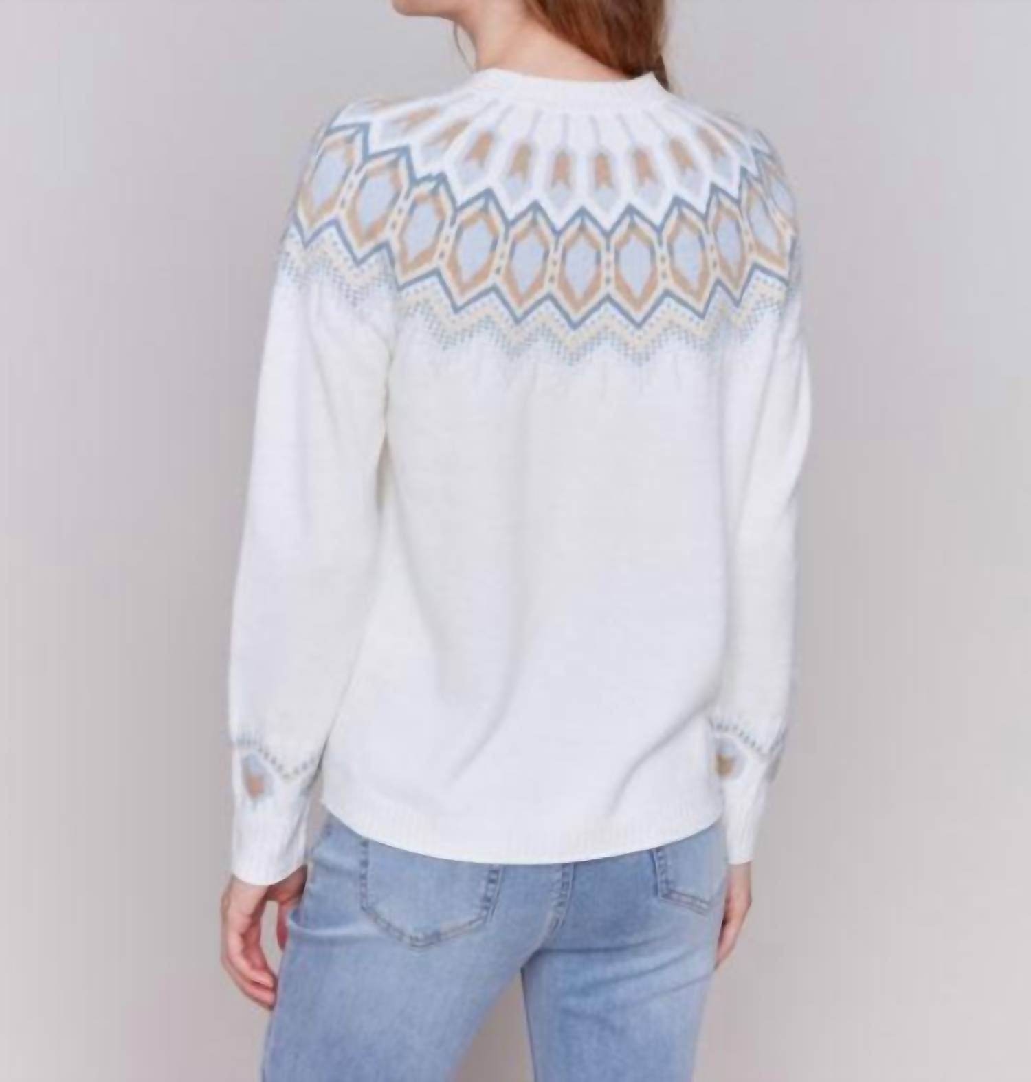 Charlie B - Plush Jacquard Ski Raglan Sweater
