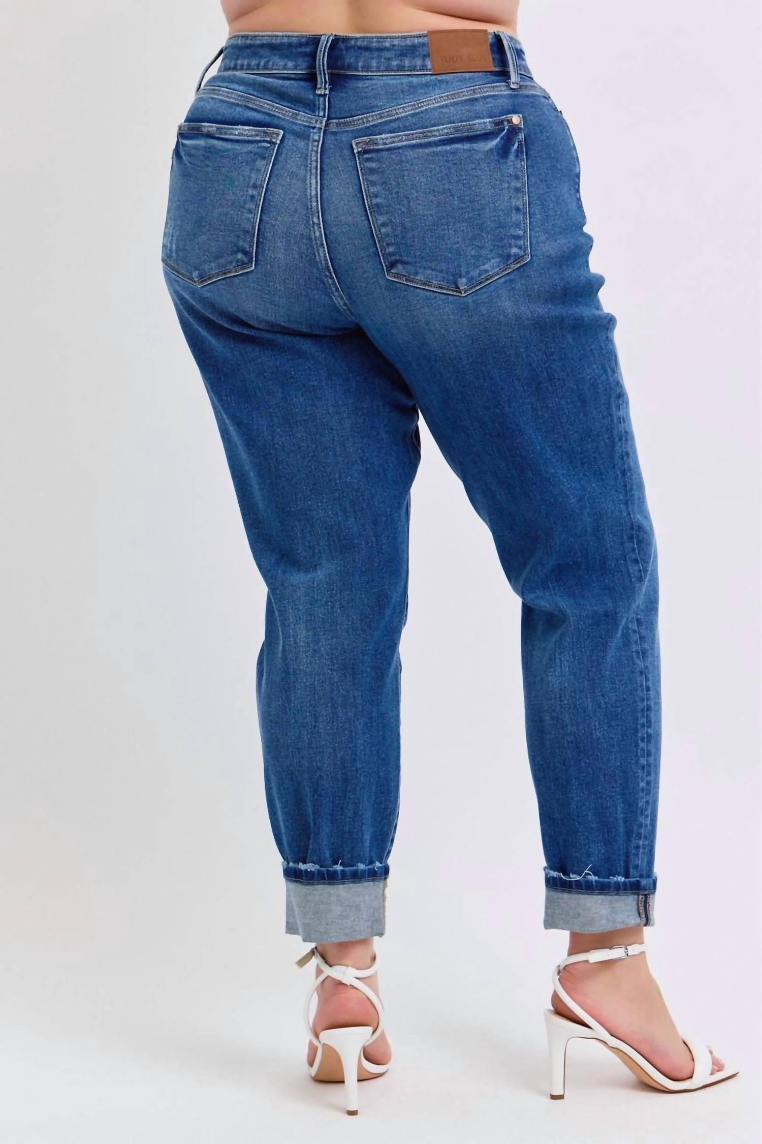 Judy Blue - Mid Rise Boyfriend Jeans With Cuff
