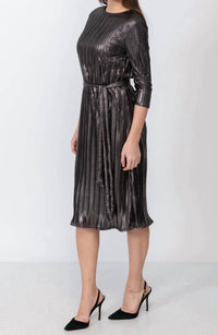 Kmw - Metallic Pleated A- Line Dress