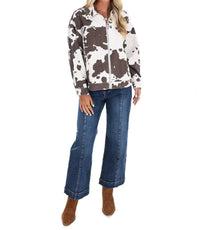 Le Lis - A Cowgirl's Favorite Cow Print Denim Jacket