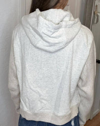 SKIES ARE BLUE Hana Hooded Sweater Top in oat - women's top - detail view
