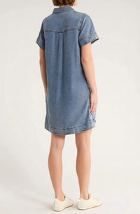 Splendid Sterling Mini Dress in indigo - women's dress - detail view