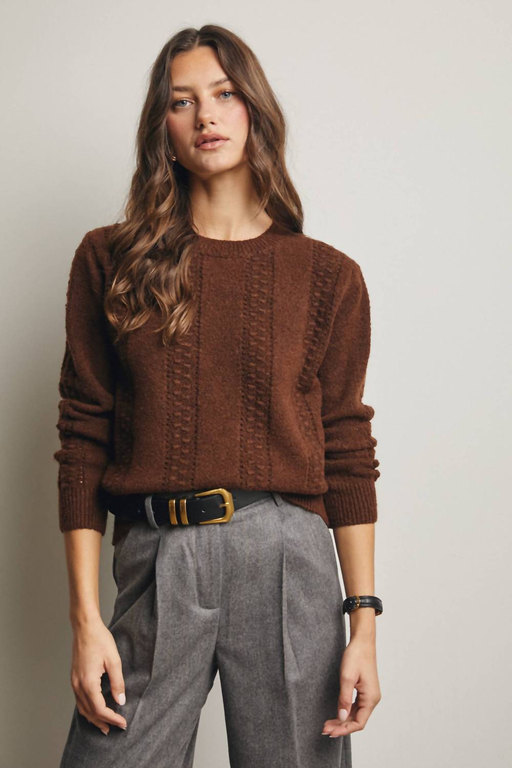 Forte - Textured Cable Stitch Pullover Sweater