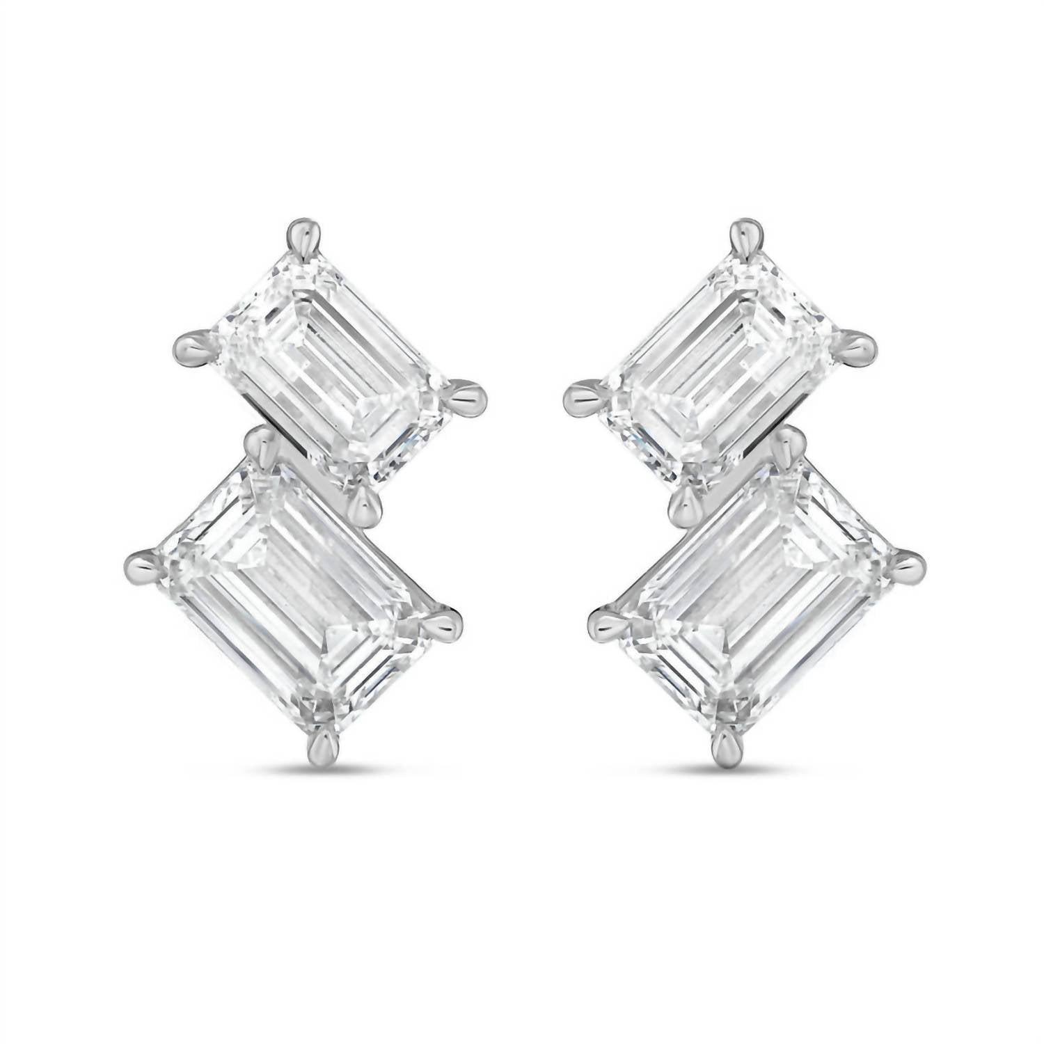 Diana M Jewels - Women's Emerald Lab-Grown Diamond Stud Earrings (6.00 Ct) - Elegant