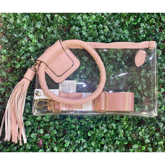 Mimi Wholesale - Clear Wristlet With Cuff Handle & Tassel