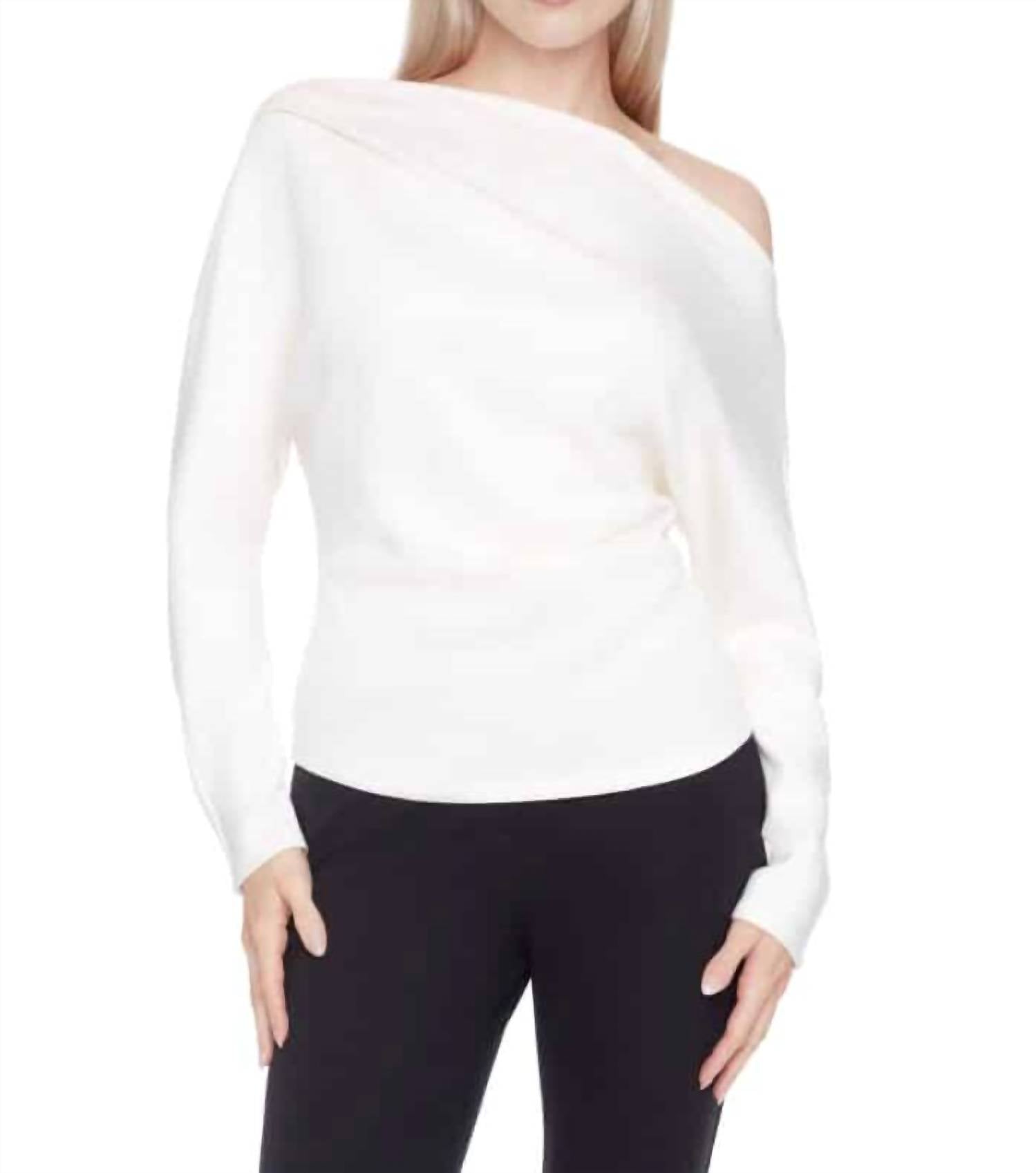 iltm Demi Solid Butter Off-shoulder Top in ivory - women's long sleeve top