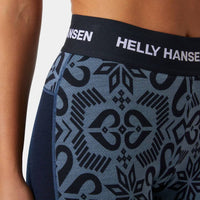 Helly Hansen LIFA Merino Midweight Graphic Pant in navy nordic rose - women's pants - detail view