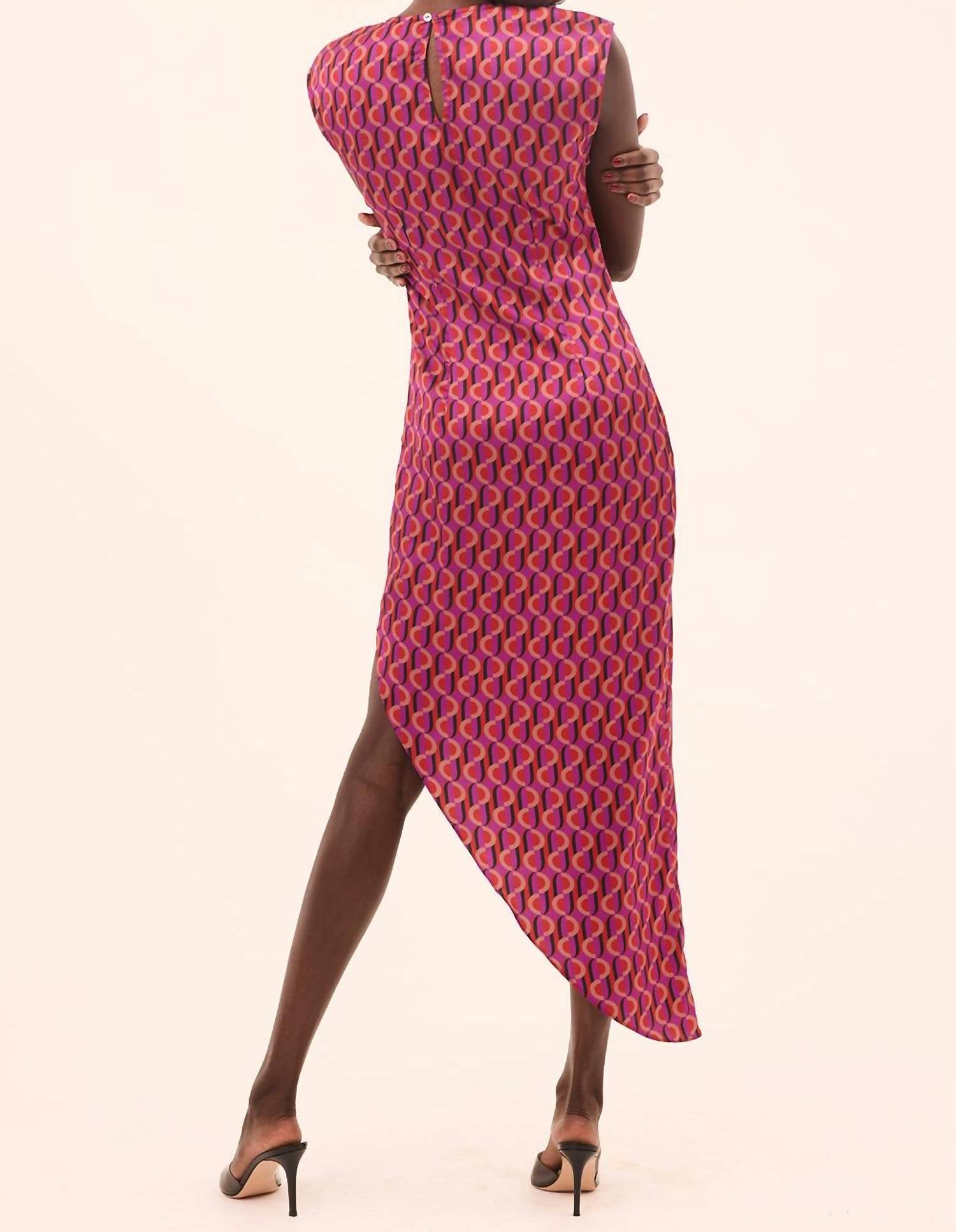Misa Los Angeles Lydia Dress in geo sixty satin - women's dress - view 4