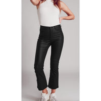 Q2 Stretch Faux Leather Flared Pants in black - women's pants