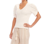 Karen Kane - Ribbed Twist Sleeve V-Neck Top