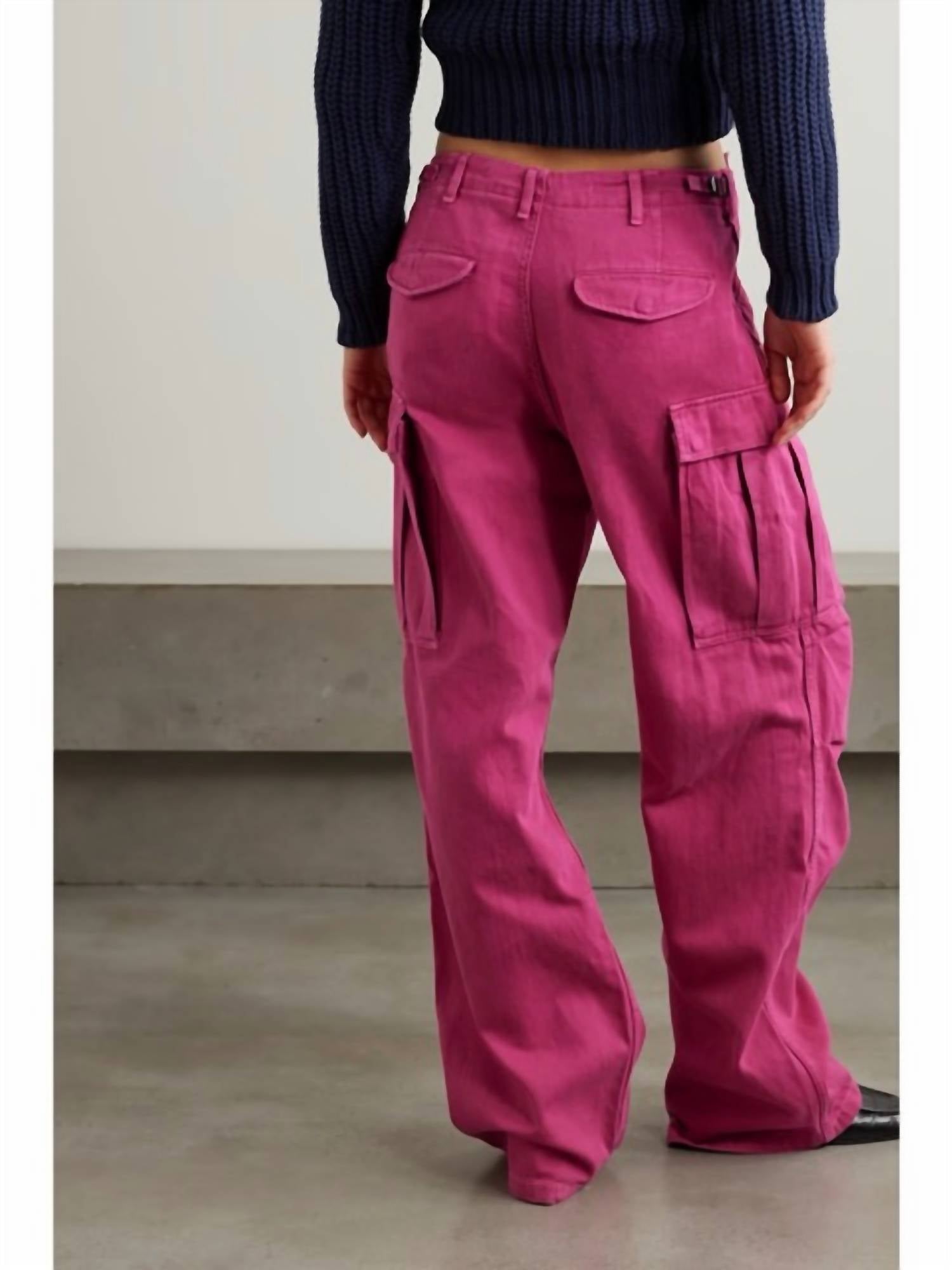 DENIMIST High Rise Boyfriend Cargo Jeans in pink - women's jeans - alternate view