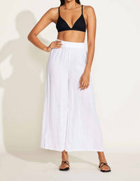 Vitamin A Tallows Linen Wide Leg Pant in white - women's pants - detail view