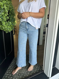 Risen - Germantown High Rise Crop Embroidered Jeans
