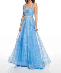Rachel Allan - Glitter Tulle Halter Neck Prom Gown