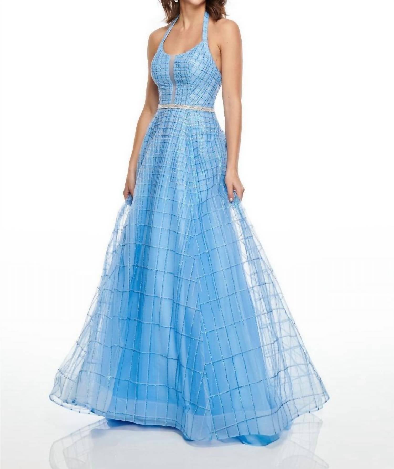 Rachel Allan - Glitter Tulle Halter Neck Prom Gown