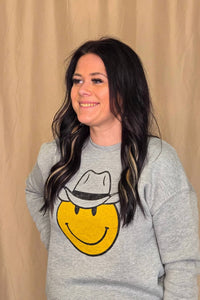 Oat Collective - Cowboy Smiley Western Graphic Sweatshirt