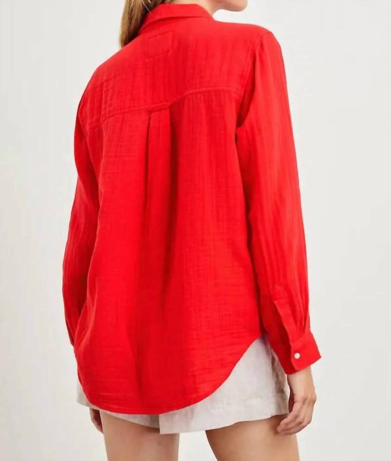 Rails Ellis Shirt in cherry - women's blouse - detail view