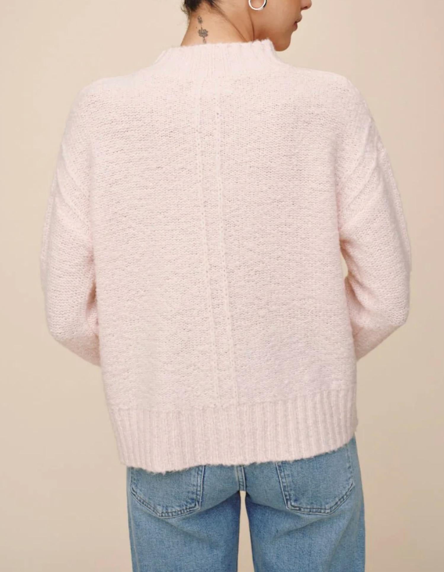 Bella Dahl Cozy Sweater in cherry blossom 1 - women's sweater - detail view