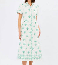 Mary Square - Collar Bloom Button Down Midi Dress