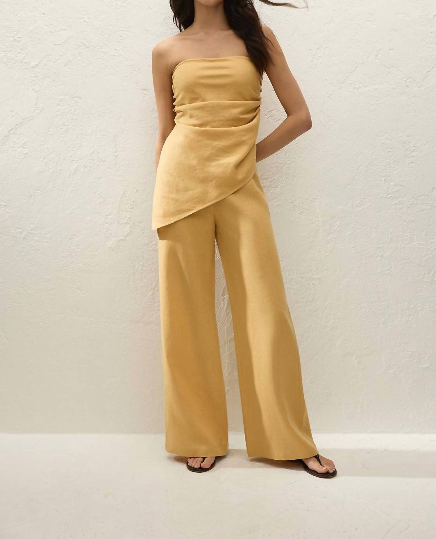 FAITHFULL THE BRAND Nera Strapless Top in marigold - women's blouse