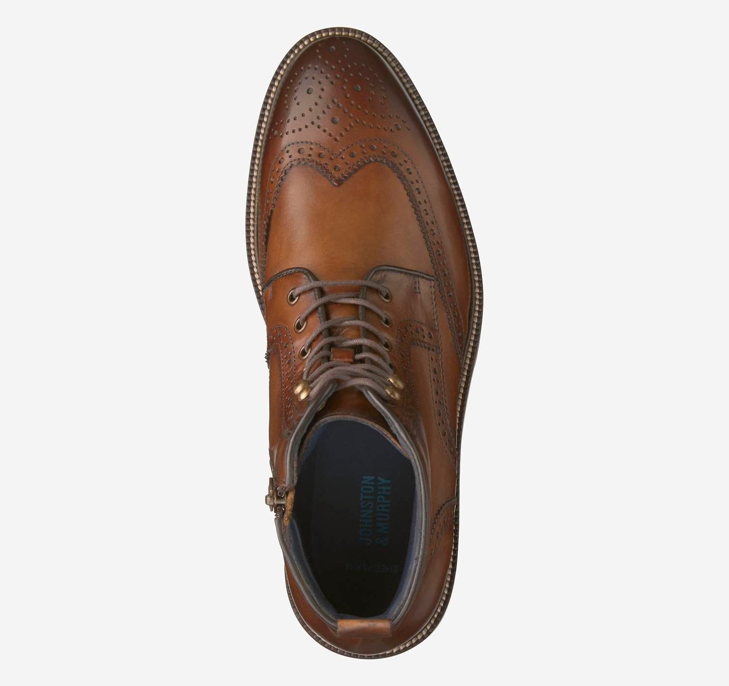 JOHNSTON & MURPHY Men's Xc Flex Cody Wing Tip Boot in brown wingtip - men's boots