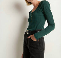 Nation LTD Reeva Henley Top in pine - women's long sleeve top - view 4
