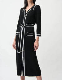 Joseph Ribkoff - Contrast Trim Belted Midi Shirt Dress
