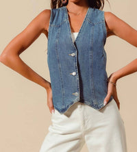 So Me - Button Up Washed Vest