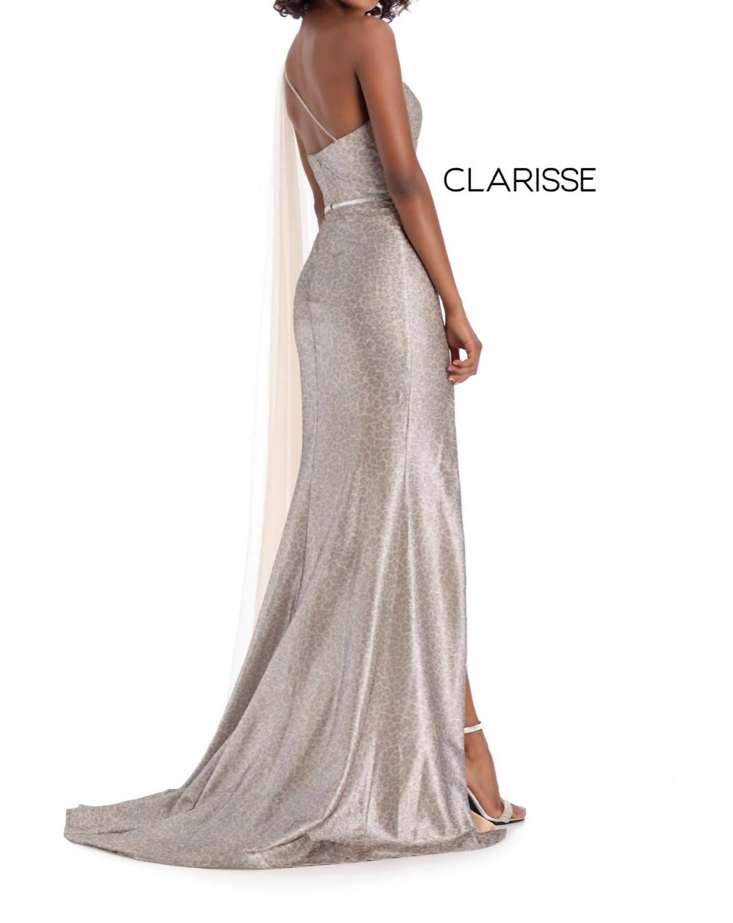 Champagne Print Evening Gown
